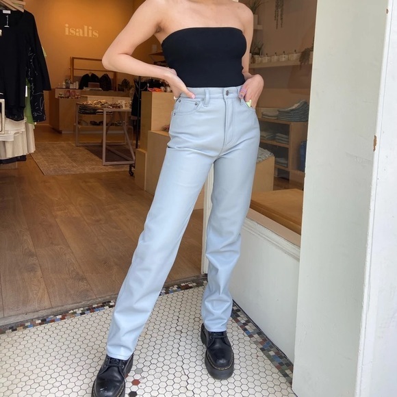 Straight Leg Leather Pants